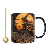 Halloween Witch Tea Mug 350ml, Personalized Witch Mug with Names, Whimsical Ceramic Tableware for Women Sisters Friends Family Gathering Party Home