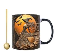 Halloween Witch Tea Mug 350ml, Personalized Witch Mug with Names, Whimsical Ceramic Tableware for Women Sisters Friends Family Gathering Party Home