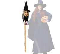 Halloween Witch Walking Stick, Wizard Wand with LED Light Detachable Walking Cane with with Shock Sensor Auto-Triggered Evil Witch Sound Effect for Halloween Trick or Treat Cosplay Props (Beige)