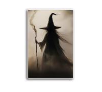 Halloween Witch Wall Art Print Witchy Print Moody Vintage Style Rustic Witch Art 16x24in-Unframed