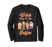 Halloween Witch Way to The Coffee Funny Womens Drinking Top Long Sleeve T-Shirt