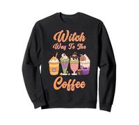Halloween Witch Way To The Coffee Funny Womens Drinking Top Sweatshirt