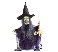 Halloween Witch, Witch Ornament Decoration with Glowing Eyes and Voice Control, Battery-operated Haunted Scary Decor for Lawn, Terrace Entrance Garden Yard and House