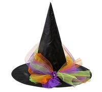 Halloween Witch Wizard Hat Carnivals Party Headgear With Yarn/Flower Devil Cap Cosplay Props For Children Girls Boys Modern Design Dangle Spiders Decor For Delicate Men Headband For Hats For Halloween