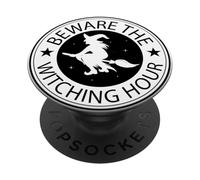 Halloween Witches Broom Beware Of The Witching Hour PopSockets Adhesive PopGrip