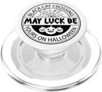Halloween Witches Broom Black Cat Crossing For Women PopSockets PopGrip for MagSafe