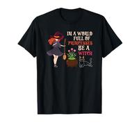 Halloween Witches Broom in A World of Princesses Be A Witch T-Shirt