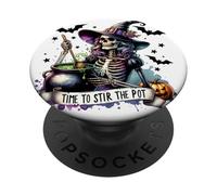Halloween Witches Broom Time To Stir The Pot For Women PopSockets Adhesive PopGrip