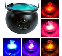Halloween Witches Cauldron - Halloween Cauldron with Fog Maker, 7 Colors Changing, 12 LED Lights, Witch Jar Atomizer, Halloween Apothecary Pot Decoration, for Halloween Holiday Party Ambiance Decor