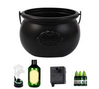 Halloween Witches Cauldron With Floating Potion Bottles Black Witch Jar Cauldron Pot Spooky Cauldron Bowl For Holiday Haunted