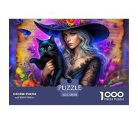 Halloween Witches Flying Under Full Moon Smooth Surface Pieces Great for Improving Patience, Focus And Cognitive Ability in Spare Time 52x38cm/1000pcs