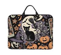Halloween-Witches-Pumpkins-Skeletons 14-Inch Laptop Case, Portable Laptop Computer Sleeve With Zipper Closure