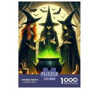 Halloween Witches Scene 1000 Pieces Jigsaw Puzzles For Adults Challenging Game Stress Relieving Entertainment Exercise The Memory of The Brain for The Whole for Women, Gifts for Men 38x
