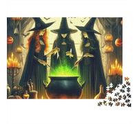 Halloween Witches Scene 1000 Pieces Jigsaw Puzzles For Adults Educational Games Stress Relieving Entertainment Exercise The Memory of The Brain For Adults Gifts 1000pcs (75x50cm)