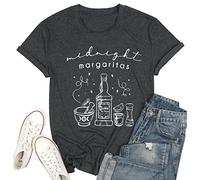 Halloween Witches Shirt Women Midnight Margaritas T-Shirt Novelty Graphic Witchy Party Tees Practical Magic Shirt, Gray, XX-Large