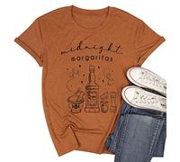 Halloween Witches Shirt Women Midnight Margaritas T-Shirt Novelty Graphic Witchy Party Tees Practical Magic Shirt, Orange, Small