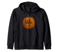 Halloween Witches Walking Ghost Dogs Pumpkin Carving Zip Hoodie
