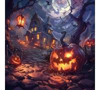 Halloween with A House and Pumpkins Wooden Jigsaw Puzzle for Adults Mind Challenge Elegant Home Decor & Thoughtful Gift for Seniors & Elders_300pcs
