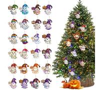 Halloween with Pendants - 24 Ornament Ghosts Included - Flat Acrylic Keepsake for Adults Kids Teens Backpacks