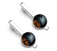 Halloween with Pumpkins 2 Pcs Tie Clips for Men Necktie Tie Bar