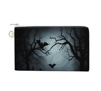 Halloween with Pumpkins Canvas Coin Purse, Portable Zippered Change Pouch for Women, Small Wallet for Coins Keys Cards Lipstick