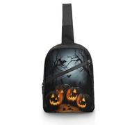 Halloween with Pumpkins Foldable Sling Bag for Men & Women, Chest Bag Daypack Fanny Pack Crossbody for Travel Work Sport