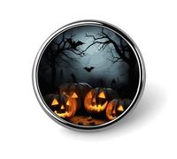 Halloween with Pumpkins Round Aluminum Alloy Pin Badge Lapel Pin