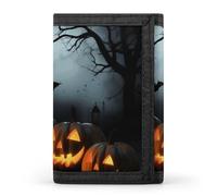 Halloween with Pumpkins Wallet,Credit Card Holder,Three-fold Wallet for Passport Covers, Purse Passport Bag for Men Women