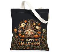 Halloween Wizard Gnome Autumn Quote Canvas Tote Bag 13x15 Inch