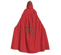 Halloween Wizard Hooded Cape, Flag of Morocco Print Cloak with Hood Witch Long Robe, for Women Men Cosplay Costume