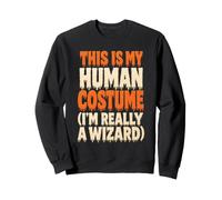 Halloween Wizard This Is My Human Costume Witch Hat Broom Sweatshirt