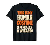 Halloween Wizard This is My Human Costume Witch Hat Broom T-Shirt