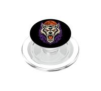 Halloween Wolf Head Growling Full Moon Purple Flames Art PopSockets PopGrip for MagSafe
