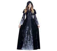 Halloween Women Costumes Black Bat Fallen Angel Devil Vampire Witch Dress Adult Cosplay Accessories (style-13, M)