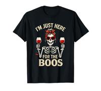 Halloween Women Funny I'm Just Here for The Boos Skeleton T-Shirt