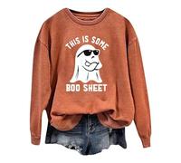 Halloween Women Jumper Tops Printed Spooky Pumpkin Pullover Womens Vacation O Neck Streetwear Lightweight Pullover Sweatshirt for Women(Orange, XXL)