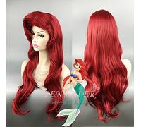 Halloween women Litter Mermaid cosplay Wig Pincess Ariel red wavy hair Role Play red styled wig with starfish hairpin