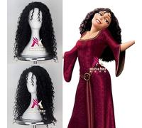 Halloween women Tangled Mother Gothel wig Witch Gothel Role Play Black wavy Hair Rapunzel mother wig