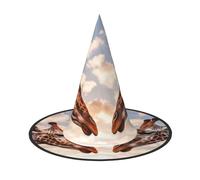Halloween Women Witch Hat Two Giraffes Face to Face Wizard Hat for Adult Halloween Costume Witch Cap Cosplay