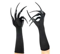 Halloween Womens Cat Claw Gloves Black Devil Claw Gloves with Detachable Nails Witch Arm Glove Cosplay Masquerade Party 1920s Tea Party Costume Accessories Christmas Easter Outfits Photography Props