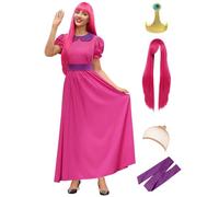 Halloween Women's Cosplay Bubblegum Funny Short Sleeve Princess Costume Doll Collar Party Maxi Dresses S