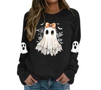 Halloween Women's Ghost Print Top, Women's Hoodie, Long Sleeve, Casual, Slim Fit, Vintage, Chic Pullover, Gothic Style, Cosplay, Renaissance, Soft, Comfortable, Carnival, Party, Clothing