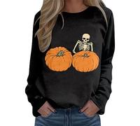 Halloween Women's Jumpers Womens Sweatshirt Plus Size, Large Size Bat Pumpkin Crewneck Horrible Printing Fashion Warmth Round Collar Ghost Autumn Winter Elegant Loose Sweaters Casual Outdoor