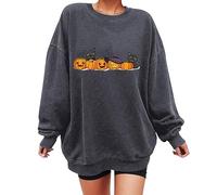 Halloween Women's Jumpers Womens Sweatshirt Plus Size, Large Size Crewneck Gothic Fashion Elegant Loose Round Collar Printing Ghost Long Sleeves Autumn Winter Bat Pumpkin Sweaters Outdoor Indoor