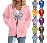 Halloween Womens Plain Hoodie Winter Warm Sherpa Lined Zip Up Hooded Sweatshirt Jacket Coat Cosy Soft Fleece Blanket with Pocket for Leisure Travel Going Out Elf Costume Adult (Blue, M)