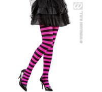 Halloween Womens Plus Size Gothic Pink & Black Fancy Dress Striped Tights