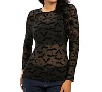 Halloween Women's Printed Top, Sexy Women's Long Sleeve Slim Perspective Casual Slim Fit Vintage Streetwear Gothic Medieval Renaissance Steampunk Cosplay Carnival Temperament Clothing