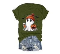 Halloween Women's Printed Top, Short Sleeve T-Shirts Women Round Neck Casual Slim Fit Chic Renaissance Medieval Cosplay Vintage Comfortable Soft Cosplay Top for Carnival Party Clothes