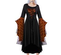 Halloween Women's Retro Lace Up Bell Sleeve Corset