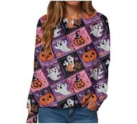 Halloween Women's Sportswear Ghosts Graphic Print Novelty Blouses Long Sleeve Jumper Crew Neck Loose Fit Pullover Halloween Costumes Ladies Casual Sweater Spooky Season Sweatshirt Women